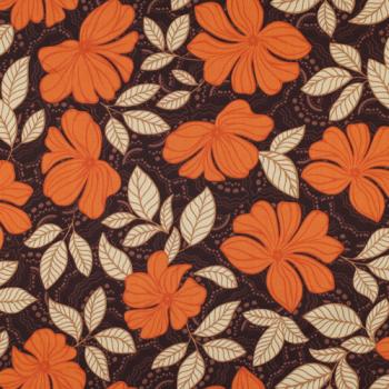 Satin Große Blüten orange in Dunkelbraun, Nahaufnahme der Oberfläche